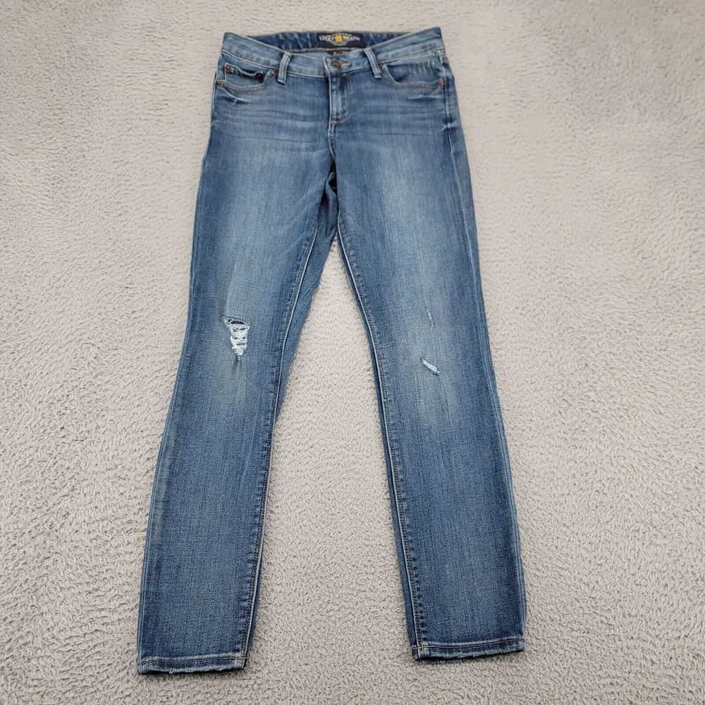 Lucky Brand Jeans Womens‎ 0/25 Blue Denim Lolita Crop Distressed Casual Pockets